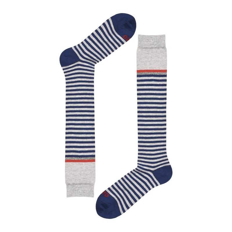 Linen striped crew socks - Blue
