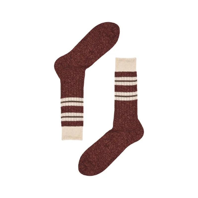 Men's striped crew socks country style - Burgundy