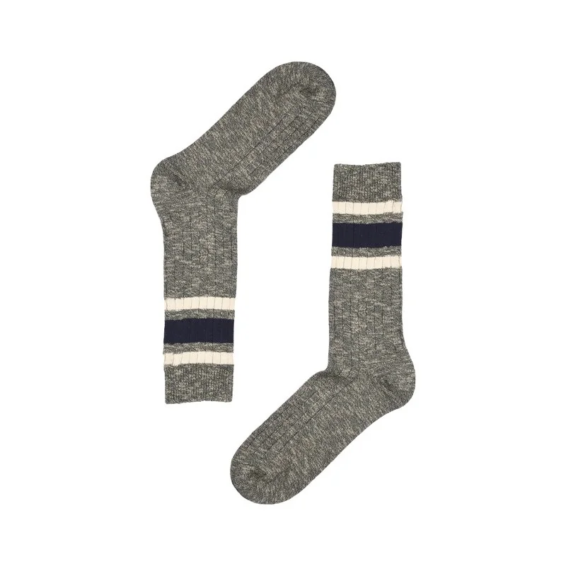 Men's Crew socks Slub effect fabric stripe