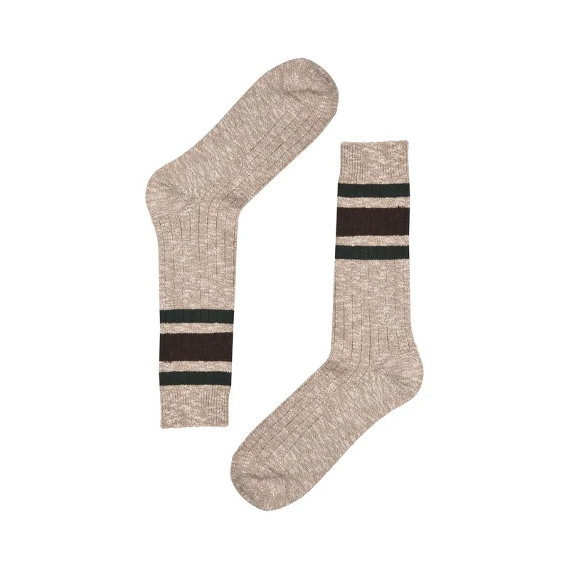 Men's Crew socks Slub effect fabric stripe