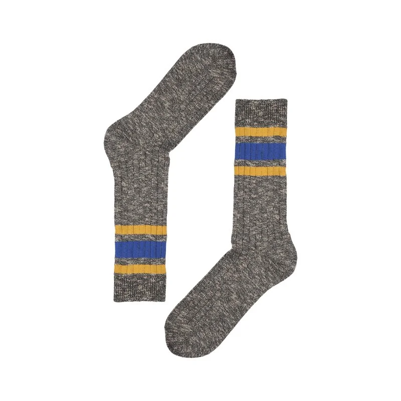 Men's Crew socks Slub effect fabric stripe