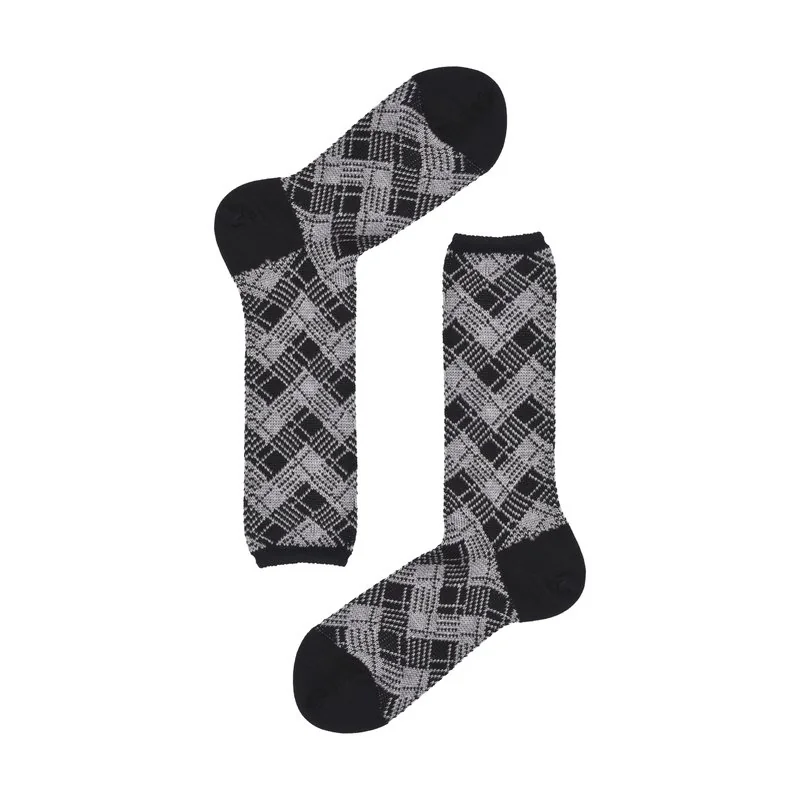 Calzino donna Jacquard argyle heritage - Nero