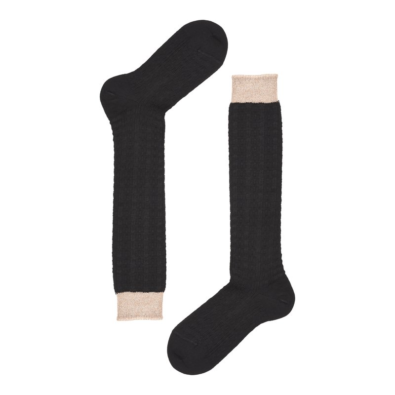 Wool socks in weaved links - Black