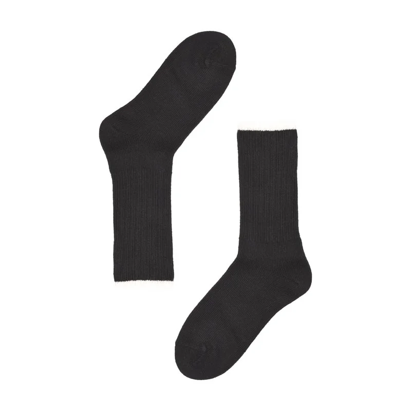 Ribbed monocolour socks in wool and cashmere blend - Black