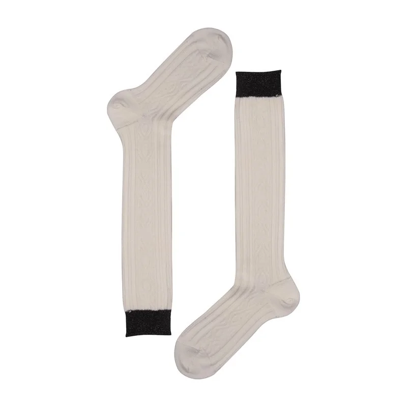 Women's argyle links long socks - Cream