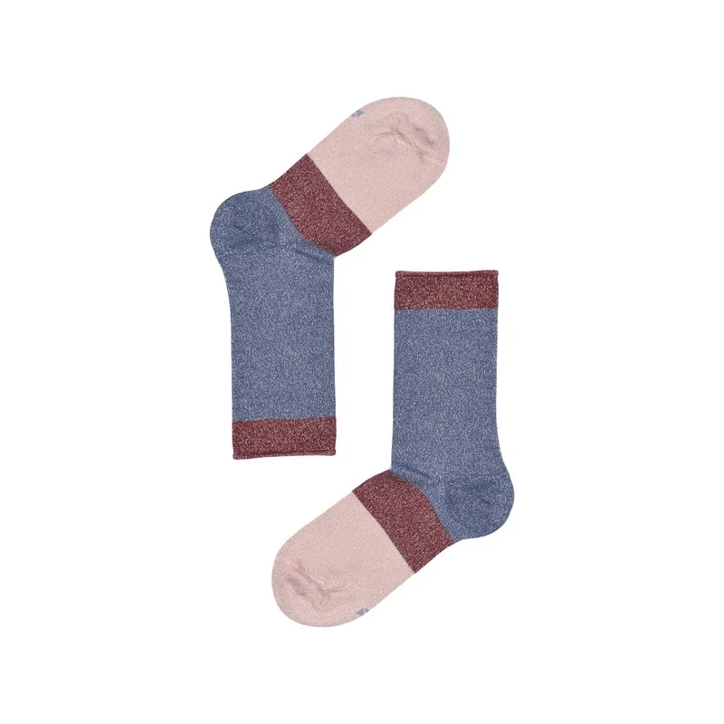 Women's color block lurex socks