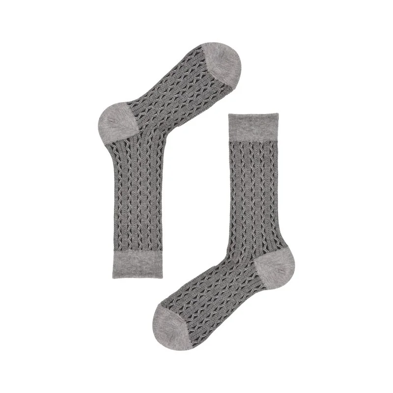 Women's short crew socks zig zag jacquard - Gray