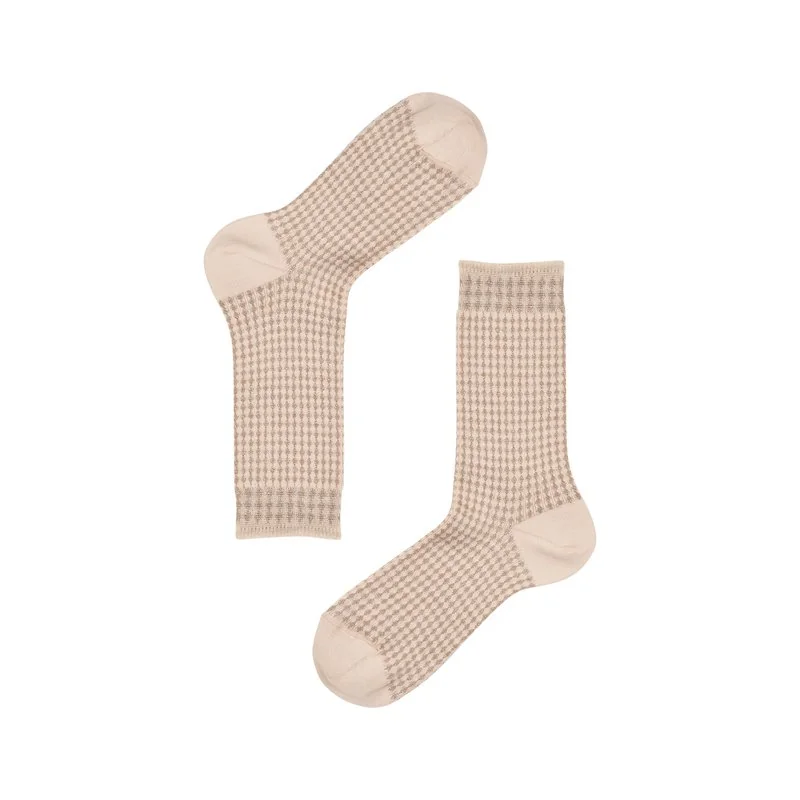 Women's heritage short crew socks with diamond pattern - Alpaca