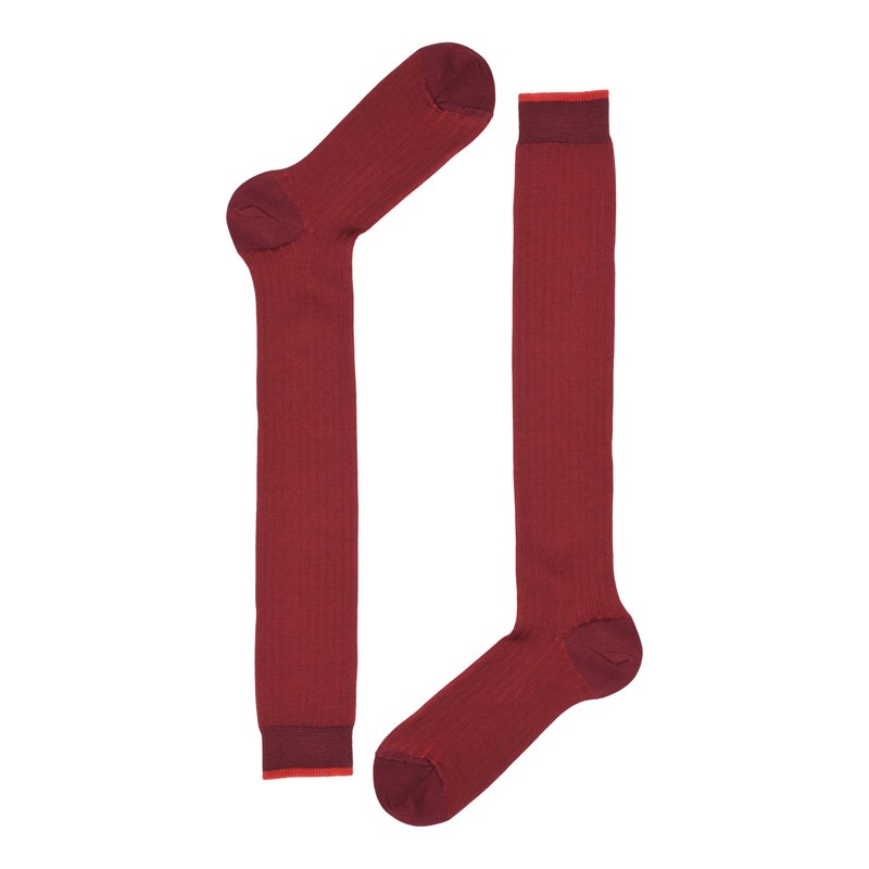 Women's ribbed long socks in contrasting colours
