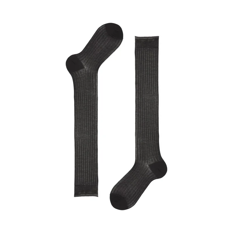 Ribbed long socks in contrasting colours - Black-Gray