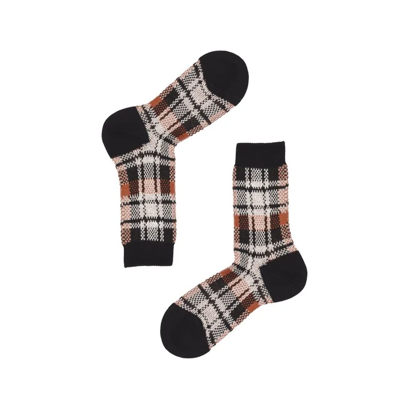 Women's Heritage short crew socks with check pattern - Black