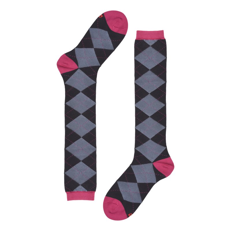 Cashmere blend long socks with argyle pattern