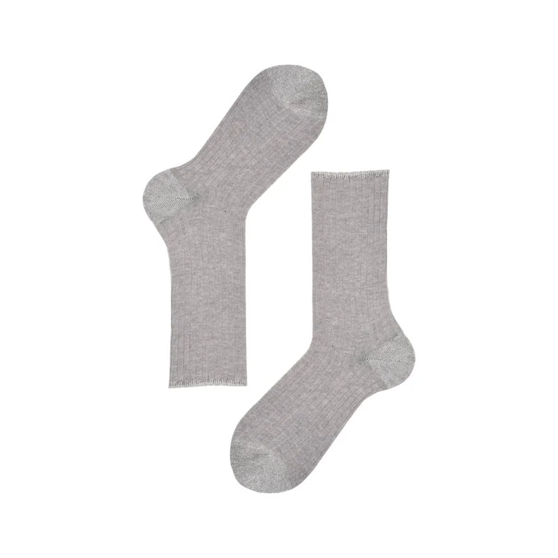 Ribbed cotton and cashmere socks - Grey