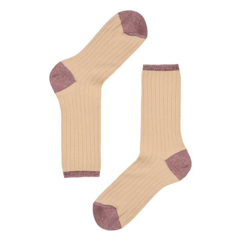 Ribbed long socks in lurex fabric