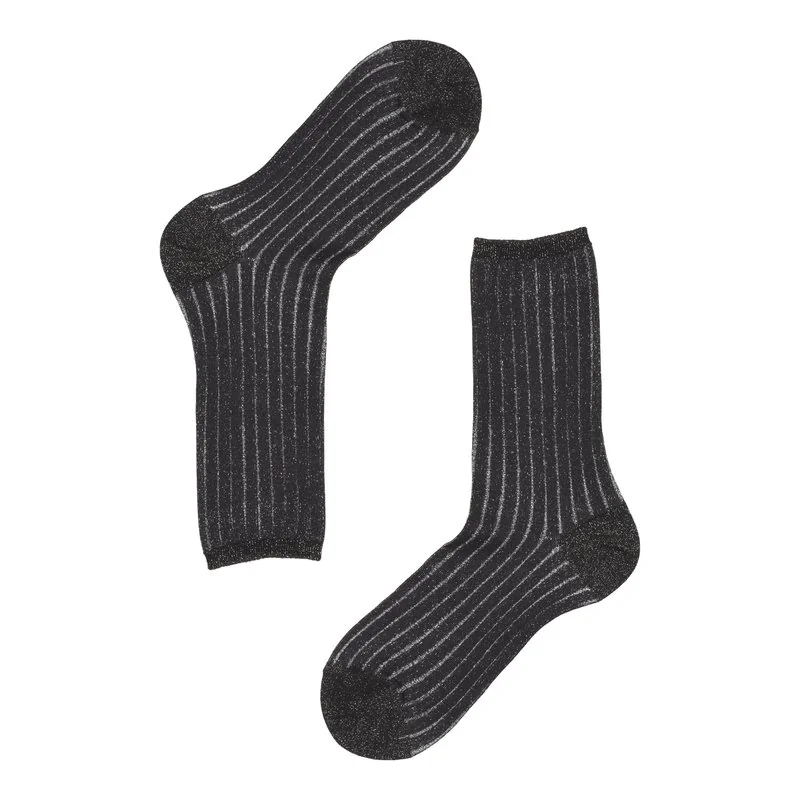 Women's ribbed socks in lurex fabric - Black