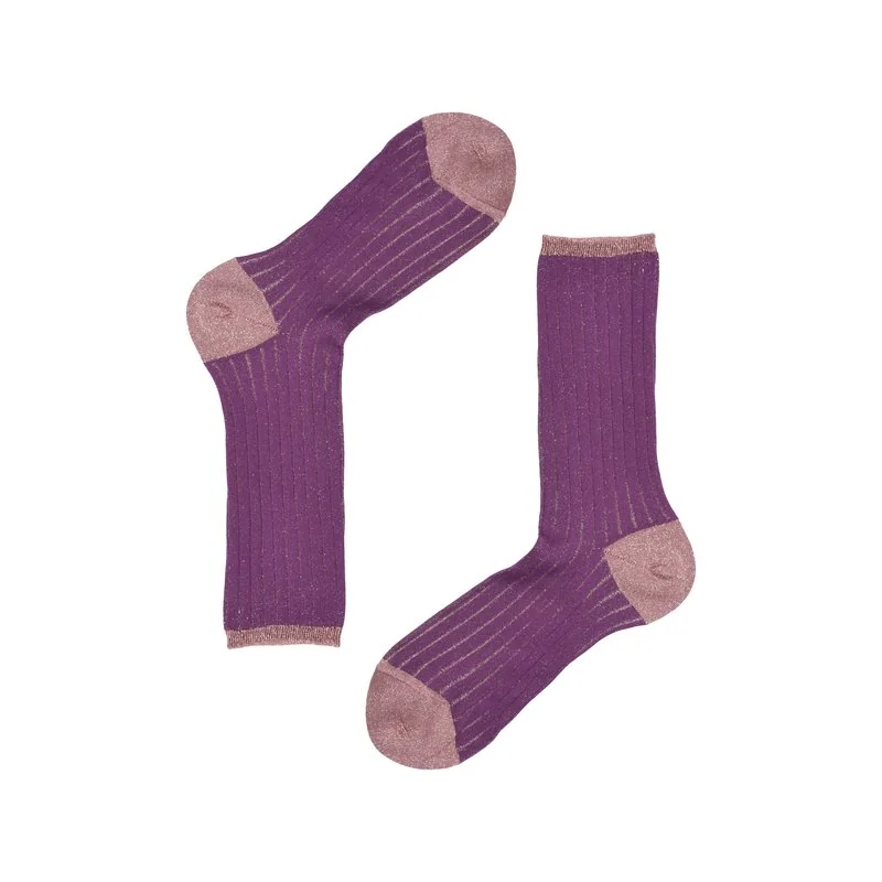 Women's short crew socks Lurex Rib