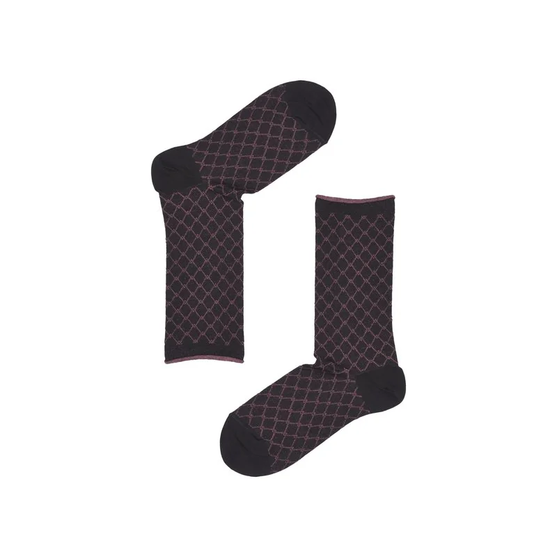 Women's vanisè socks with rhombuses - Black
