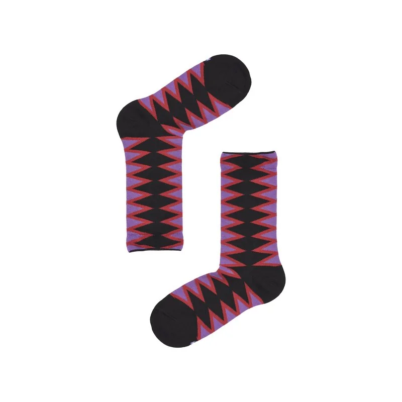 Women's short crew socks maxi zig zag