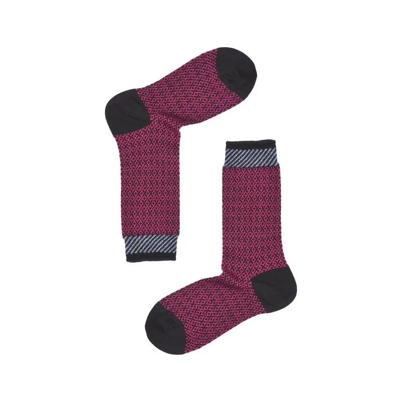 Women's short crew socks Jacquard micro rhombuses