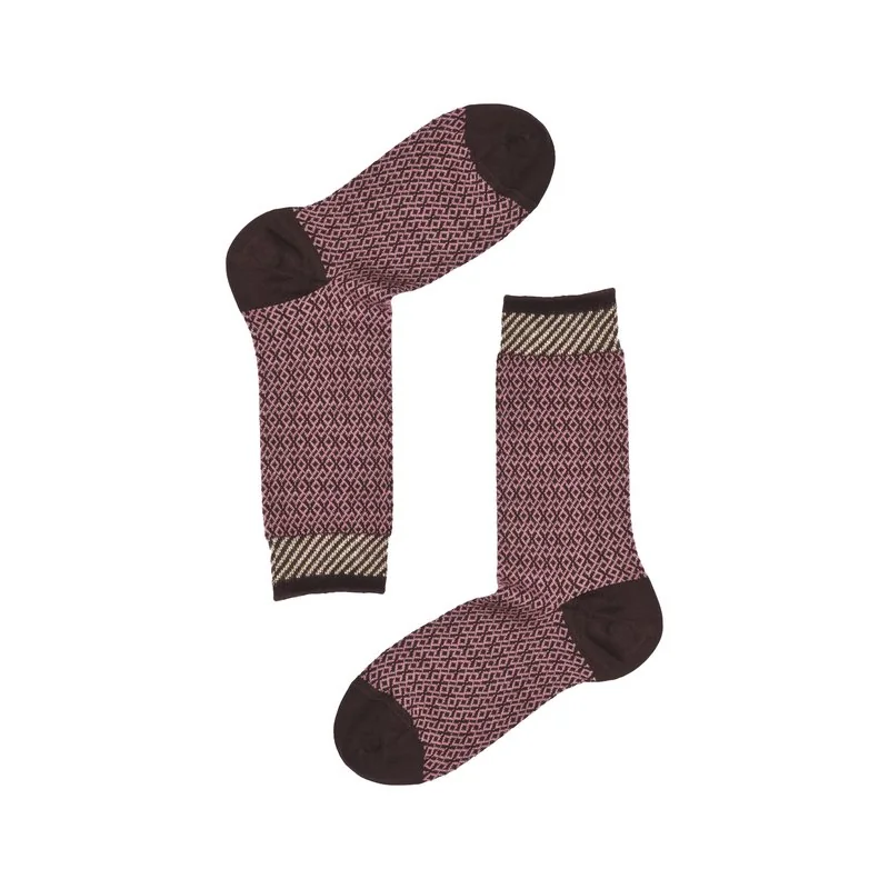 Women's short crew socks Jacquard micro rhombuses