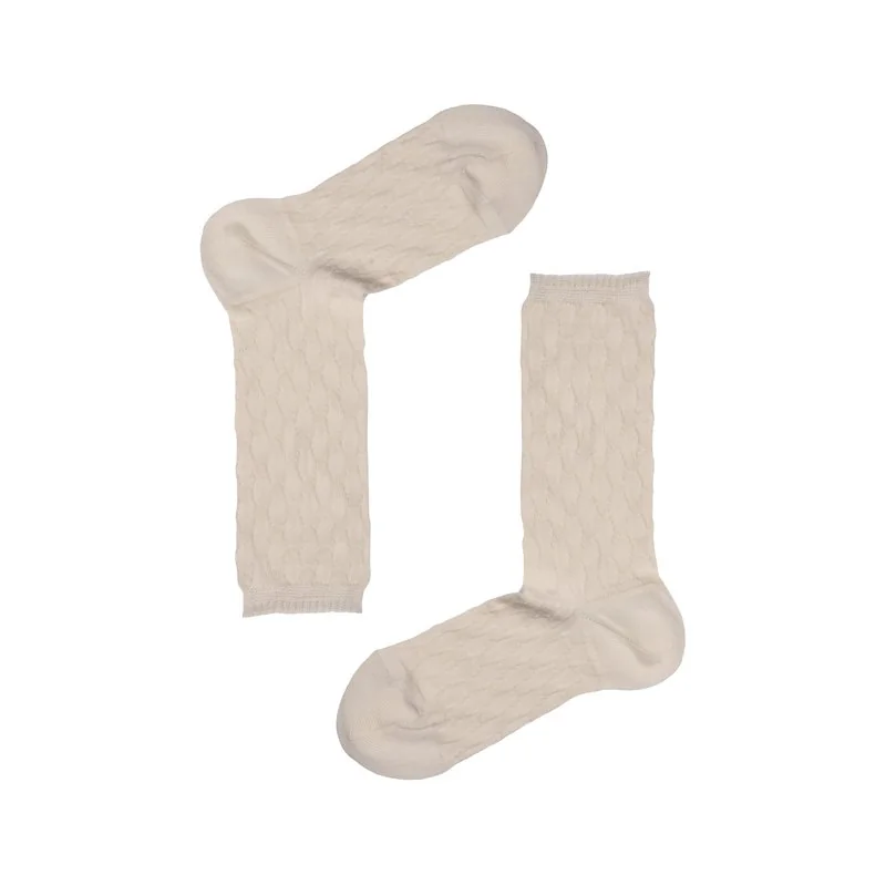 Women's short crew socks Relief pattern with cashmere