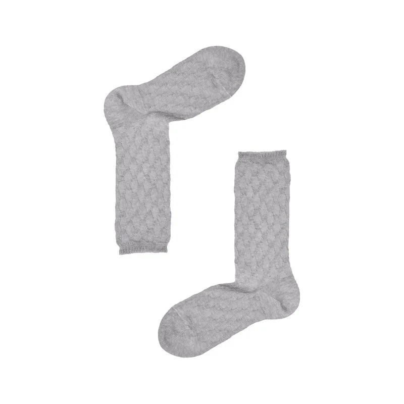 Women's short crew socks Relief pattern with cashmere