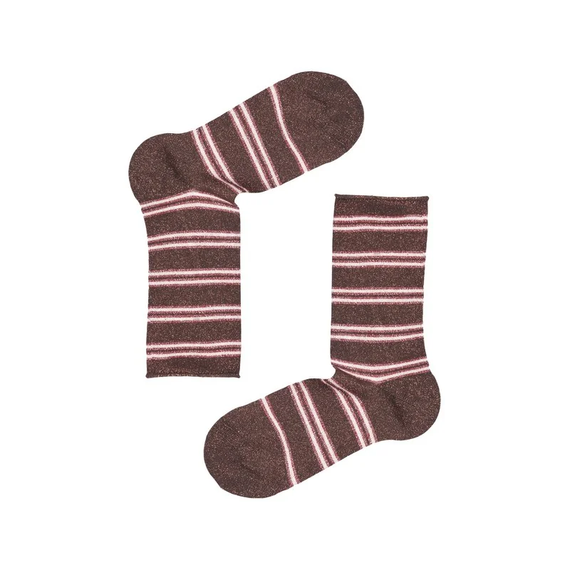 Women's short crew socks Lurex stripe