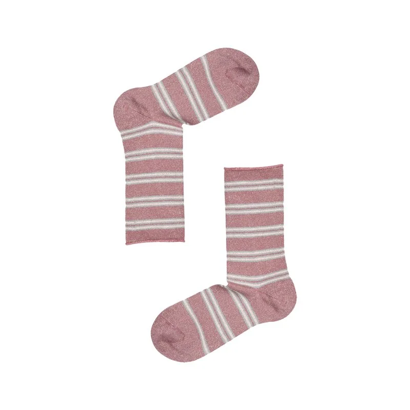 Women's short crew socks Lurex stripe