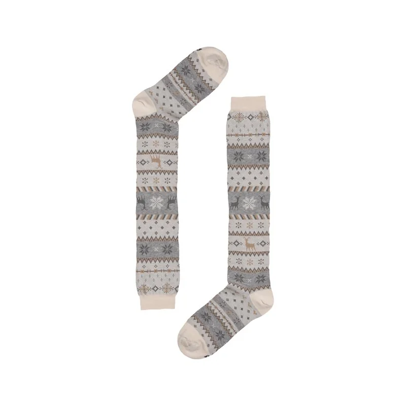 Women's Long socks Norwegian pattern - Butter