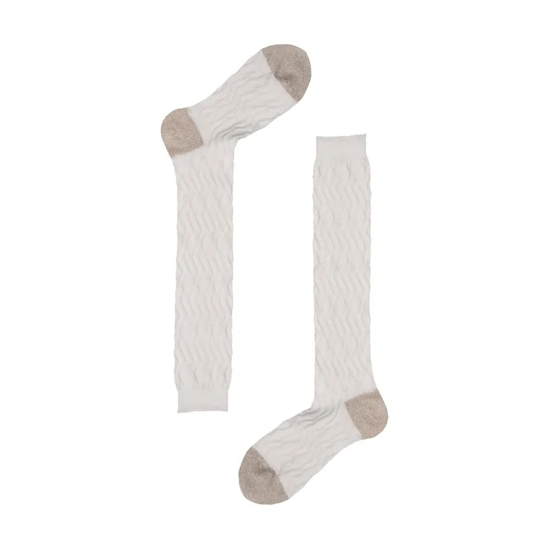 Women's long socks Links rhombuses - Cream