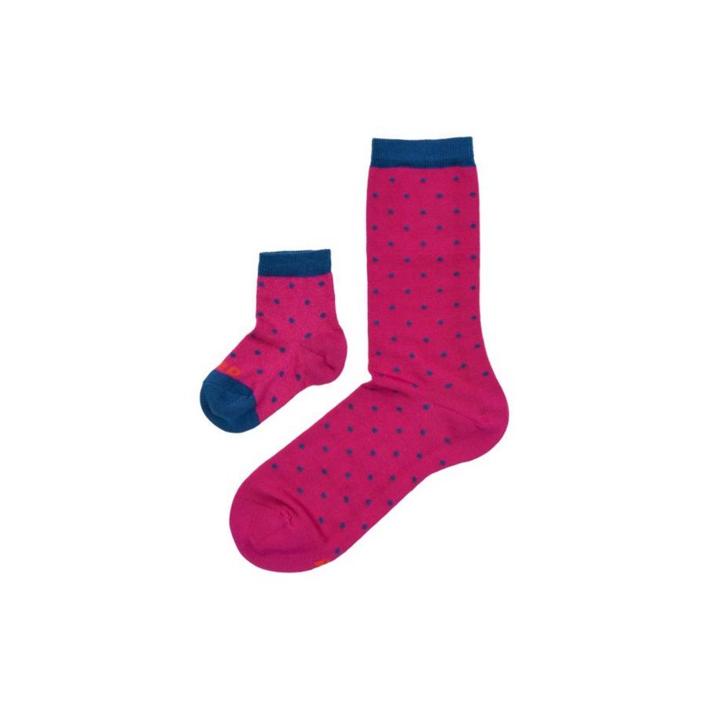 Pack -Baby & Women polka dots socks in organic cotton - Bright Pink