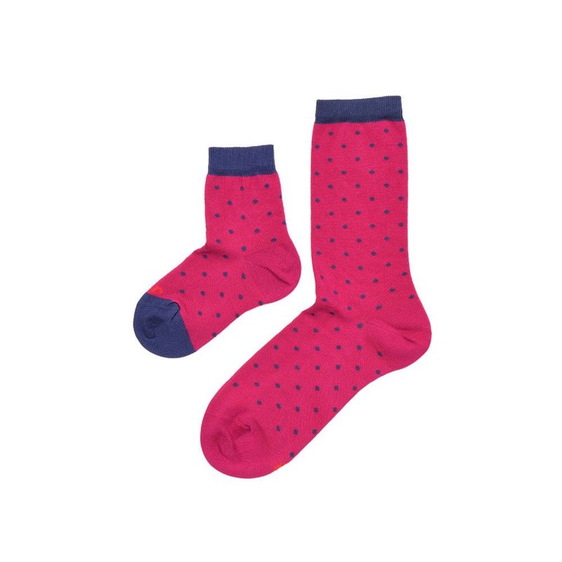 Pack -Kid & Women polka dots socks in organic cotton - Bright Pink