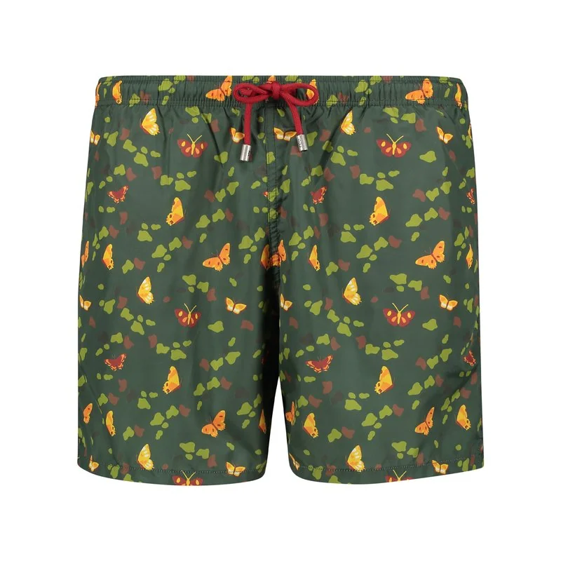 Mimetic pattern with butterflies Swimwear Shorts - Verde Milit.