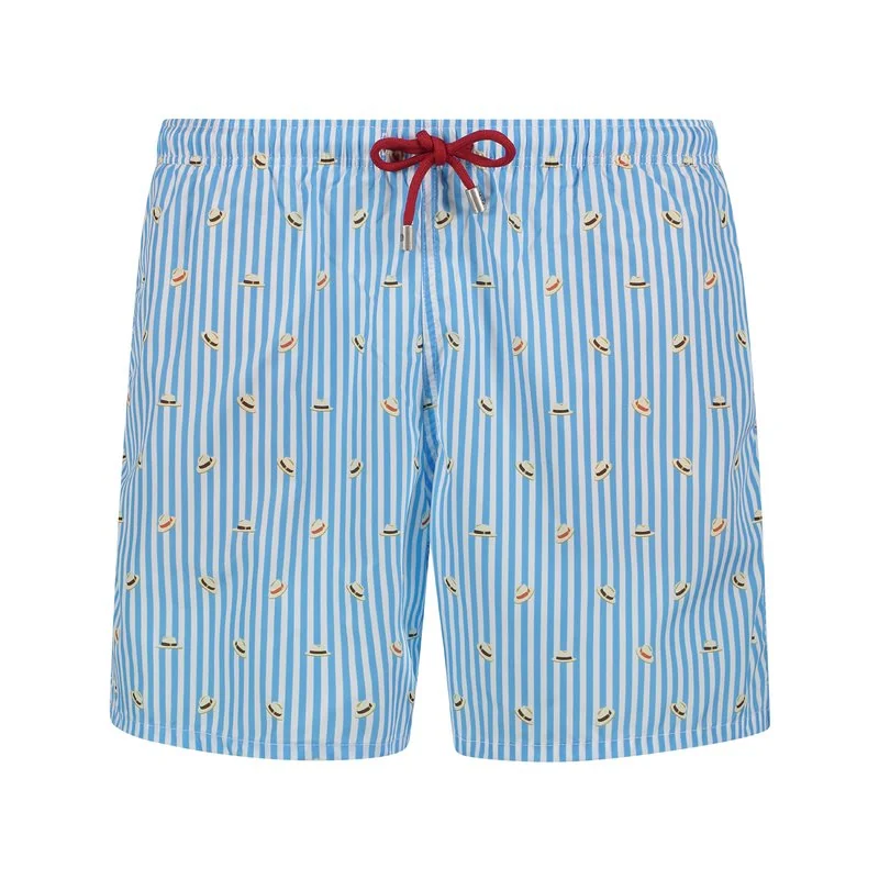 Panama hat Swimwear Shorts - Azzur / Bianco