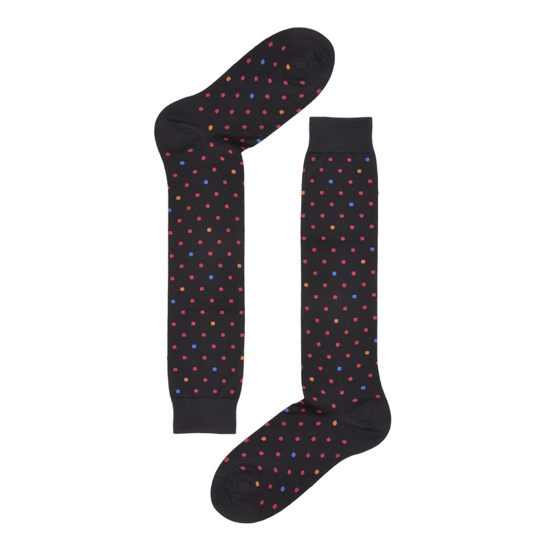 Long Socks with Multicolor Dots - Dark Blue