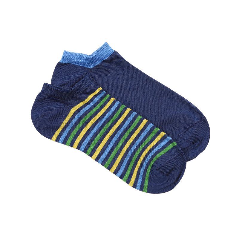 Bi-pack striped no-show socks - Light Blue