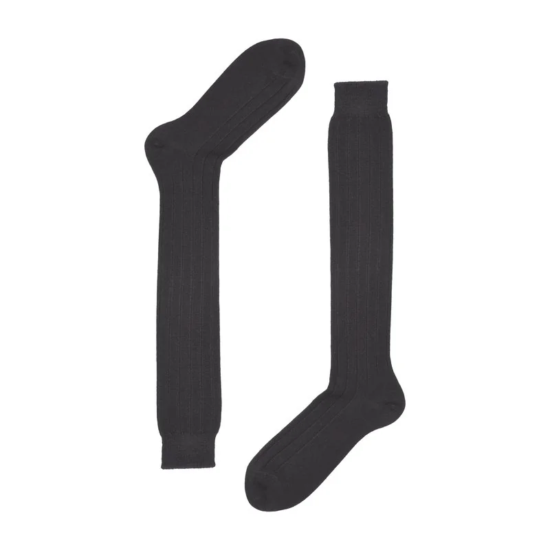 Men's long rib socks in cashmere blend - Black