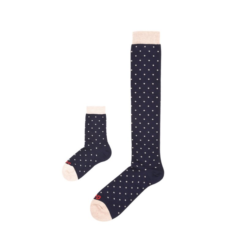 Pack -Kid & Man polka dots socks in organic cotton - Dark Blue
