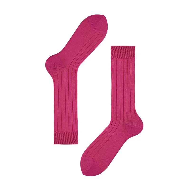 Mercerized cotton ribbed socks - Birght Pink