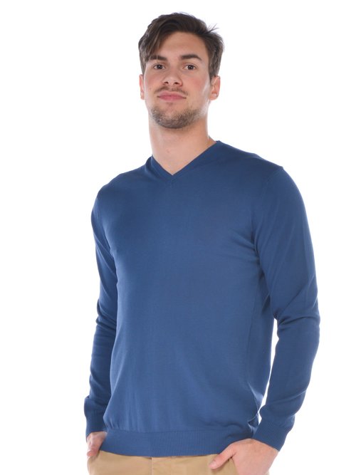 MAGLIA SCOLLO V UOMO - Blu