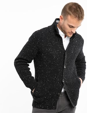 Outlet maglione uomo scontato - Cardigan melange Gant in lana