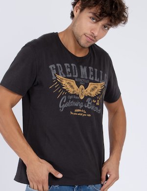T-shirt uomo scontata - T-shirt Fred Mello in cotone con grafica