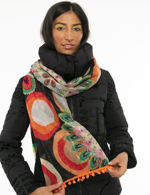foulard scontati - Foulard Desigual con mini pon-pon