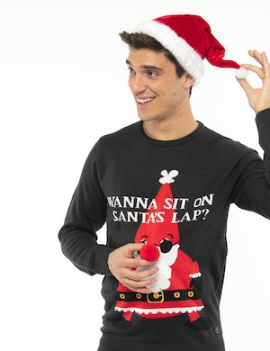 Maglione girocollo da uomo scontato - Maglione Blend Babbo Natale con pompon