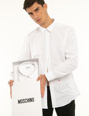 outlet camicia da uomo scontata - Camicia Moschino tinta unita
