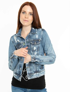 giacca donna scontata - Giacca Pepe Jeans denim effetto consumato
