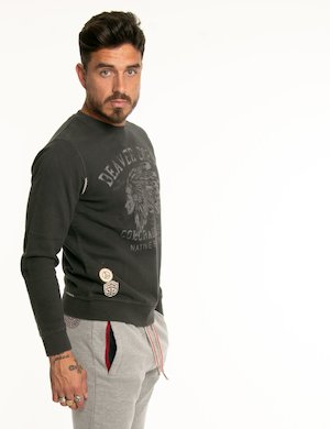 Outlet maglione uomo scontato - Felpa Fred Mello con stampa effetto consumato
