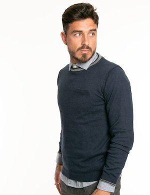 Outlet maglione uomo scontato - Maglione Fred Mello con scollo a contrasto