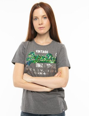 Superdry donna outlet - T-shirt Superdry logo con paillettes