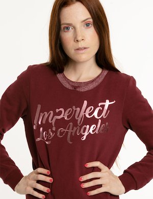maglia donna elegante scontata - Felpa Imperfect con scritta metallizzata